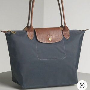 Longchamp Le Pliage Shoulder Tote (Blue Gray)